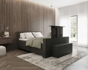 Boxspring met tv lift zwart Tongeren