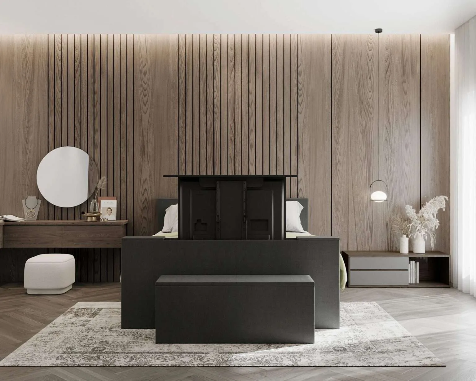 Boxspring met tv lift Zwart Tongeren voor aan zicht
