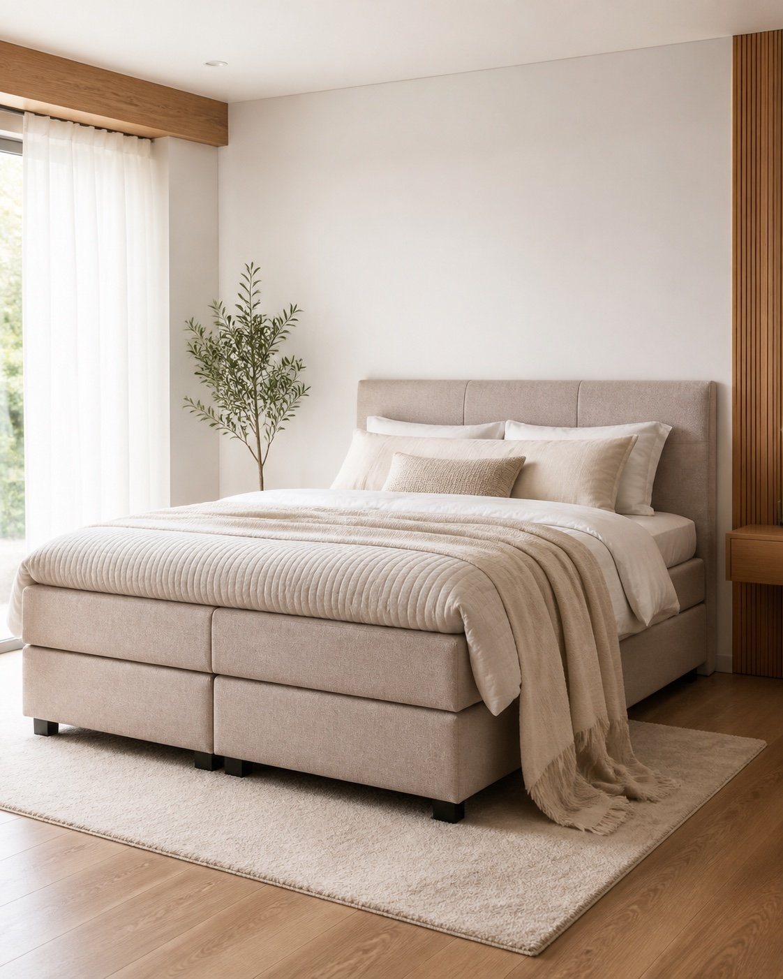 Lichte slaapkamer met boxspring bij Boxspring Gelderland
